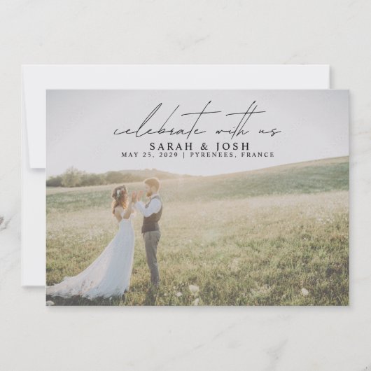 QR code vieren met ons 2 foto bruiloft Aankondiging (Voorkant)