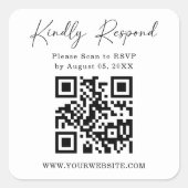 QR-code vierkant retourlabel | RSVP-sticker Vierkante Sticker (Voorkant)