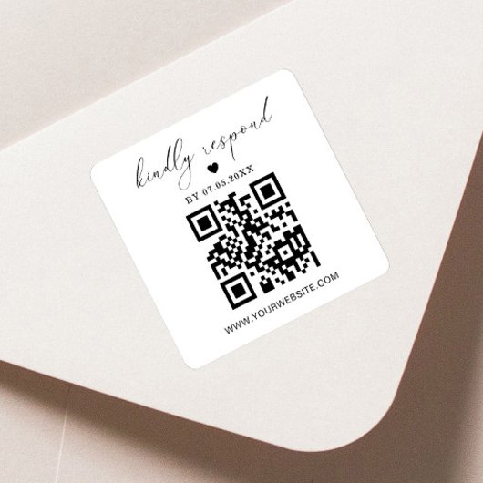 QR-code vierkant retourlabel | RSVP-sticker Vierkante Sticker