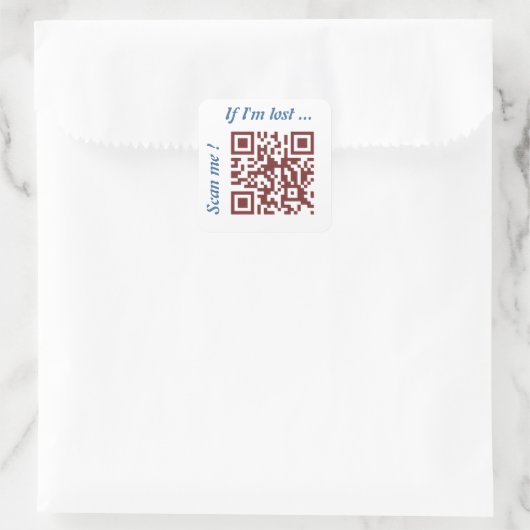 QR-code Vierkante Sticker (Tas)
