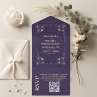 QR Code Vintage Bibliotheek Boek Bruiloft