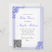 QR Code Violet Bloemen Baby Meisje Douche Uitnodig (Voorkant)