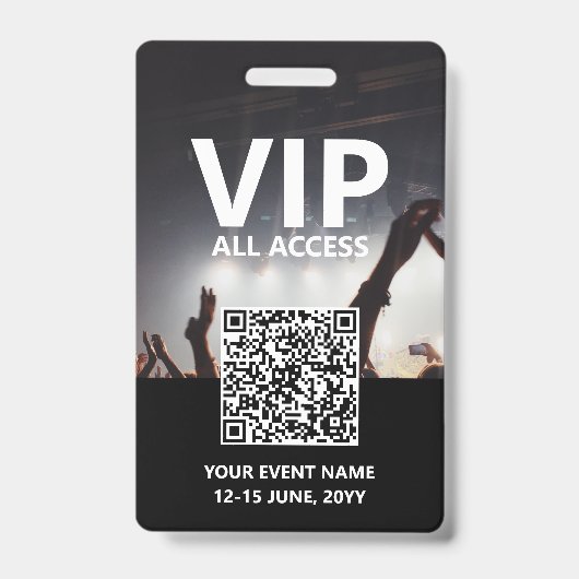 Qr Code VIP Alle toegangspas Aangepaste gebeurteni Badge (Voorkant)