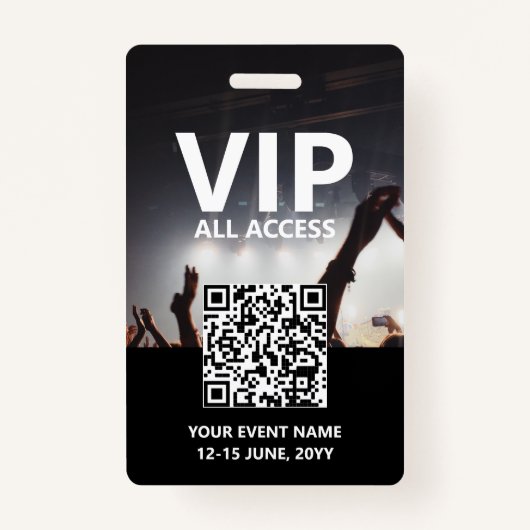 Qr Code VIP Alle toegangspas Aangepaste gebeurteni Badge (Voorkant)