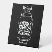 QR-code Virtual Tip Jar Black Reclamebord Met Voetstuk (Voorkant)