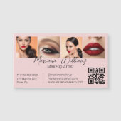 qr code visagist 4 foto roze zakelijke magneet (Voorkant)