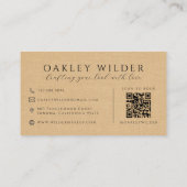 QR Code Visagist Beige Nep Linnen Visitekaartje (Achterkant)