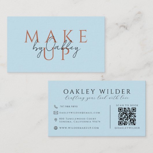 QR Code Visagist Blauw Visitekaartje (Voorkant / Achterkant)