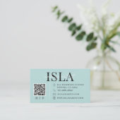 QR Code Visagist Blauw Visitekaartje (Staand voorkant)
