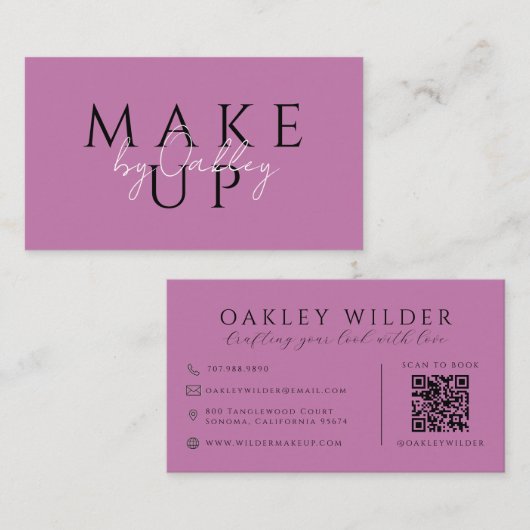 QR Code Visagist Lilac Visitekaartje (Voorkant / Achterkant)