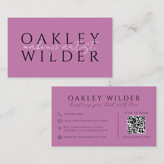 QR Code Visagist Lilac Visitekaartje (Voorkant / Achterkant)