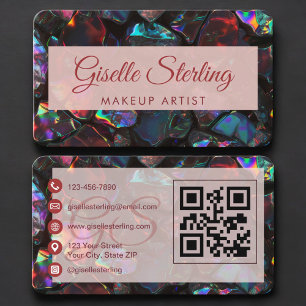 QR-code Visagist Opal Black Visitekaartje