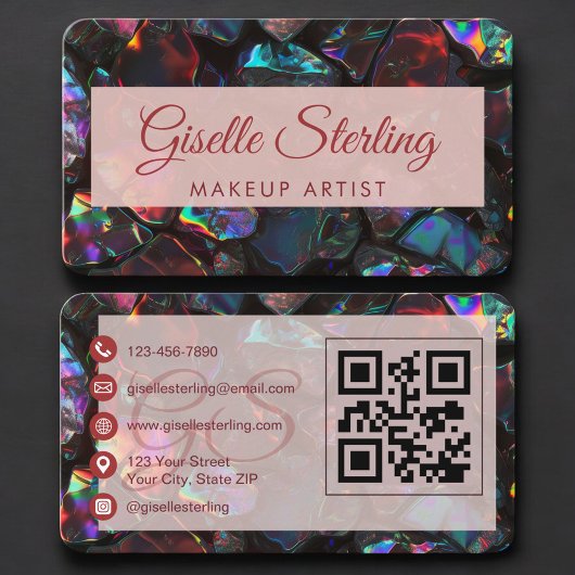 QR-code Visagist Opal Black Visitekaartje