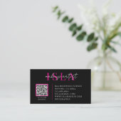 QR Code Visagist Roze Zwart Visitekaartje (Staand voorkant)