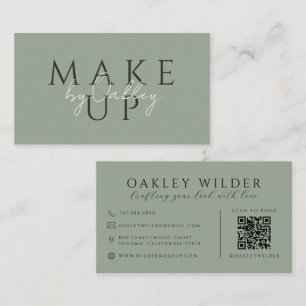 QR Code Visagist Sage Green Visitekaartje