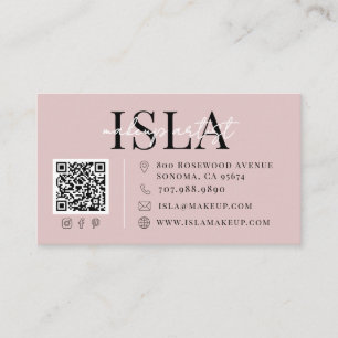 QR Code Visagist Stof Roze Blush Visitekaartje