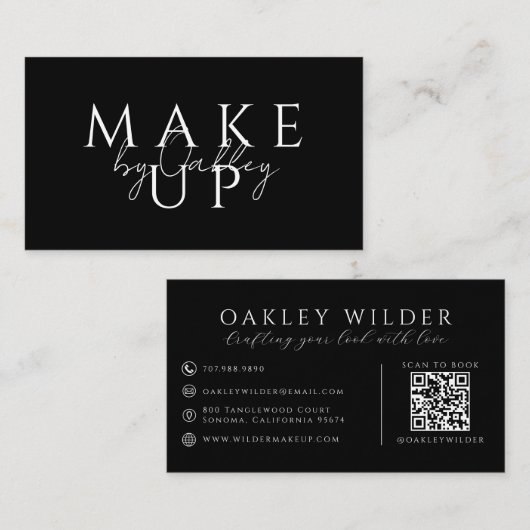 QR Code Visagist Zwart Visitekaartje (Voorkant / Achterkant)