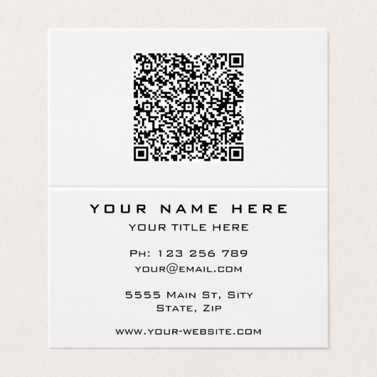 QR-code Visitekaartje Aangepaste kleuren en letter (Buitenkant ongevouwen)