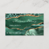 QR Code Visitekaartje Agate Green Gold Glitter (Voorkant)