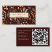 QR Code Visitekaartje Bloemen Hand getrokken Burga (Voorkant / Achterkant)