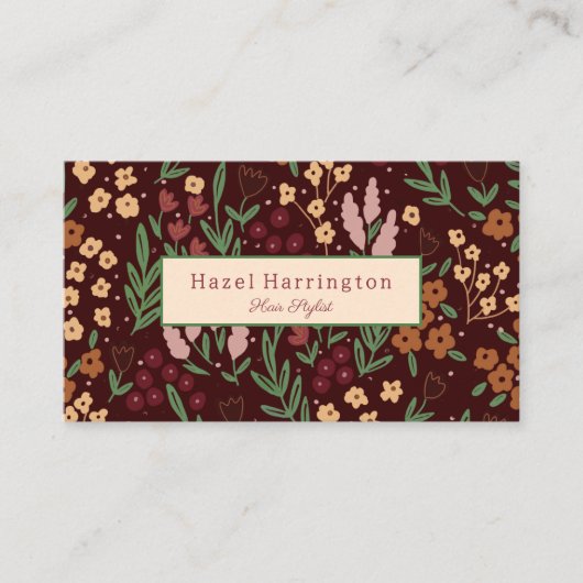 QR Code Visitekaartje Bloemen Hand getrokken Burga (Voorkant)