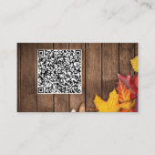 QR Code Visitekaartje herfstbladeren houten plank (Voorkant)