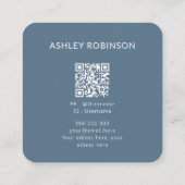 QR-code visitekaartje met foto, troebel blauw scha (Achterkant)
