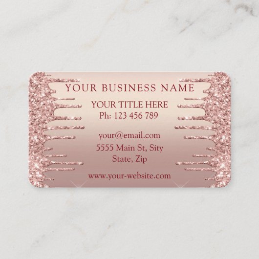 QR-code Visitekaartje met Roos Gold Blush Glitter (Voorkant)