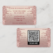 QR-code Visitekaartje met Roos Gold Blush Glitter (Voorkant / Achterkant)