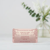 QR-code Visitekaartje met Roos Gold Blush Glitter (Staand voorkant)