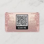 QR-code Visitekaartje met Roos Gold Blush Glitter (Achterkant)