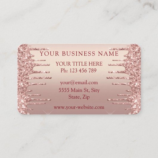QR-code Visitekaartje met Roze Gouden Blush Glitte (Voorkant)