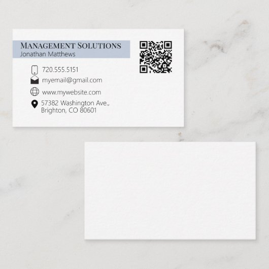 QR code Visitekaartje Steele Blue (Voorkant / Achterkant)