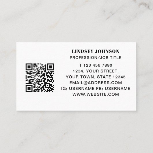 QR-code Visitekaartje van beroep/functie-titel (Achterkant)