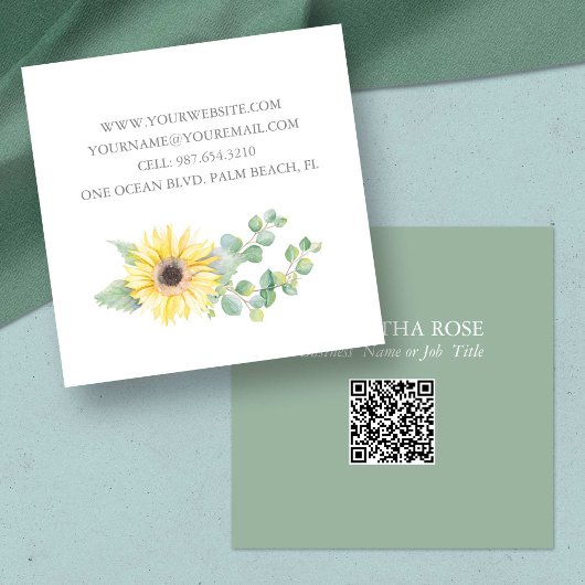 QR Code Visitekaartje – Waterverf Bloemen