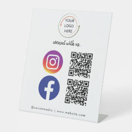 QR-code Visitekaartje | Wit Reclamebord Met Voetstuk
