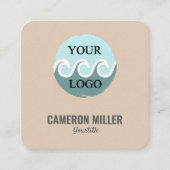 QR code visitekaartje, Zacht beige Logo minimalist Vierkante Visitekaartje (Voorkant)