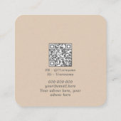 QR code visitekaartje, Zacht beige Logo minimalist Vierkante Visitekaartje (Achterkant)