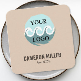 QR code visitekaartje, Zacht beige Logo minimalist Vierkante Visitekaartje