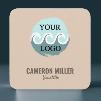 QR code visitekaartje, Zacht beige Logo minimalist Vierkante Visitekaartje