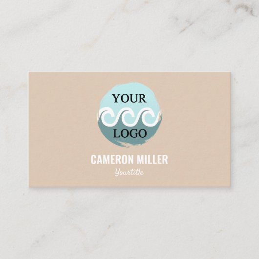 QR code visitekaartje, Zacht beige Logo minimalist Visitekaartje (Voorkant)