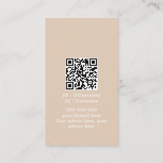 QR code visitekaartje, Zacht beige Logo minimalist Visitekaartje
