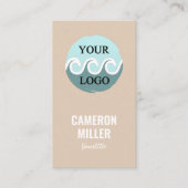 QR code visitekaartje, Zacht beige Logo minimalist Visitekaartje (Voorkant)
