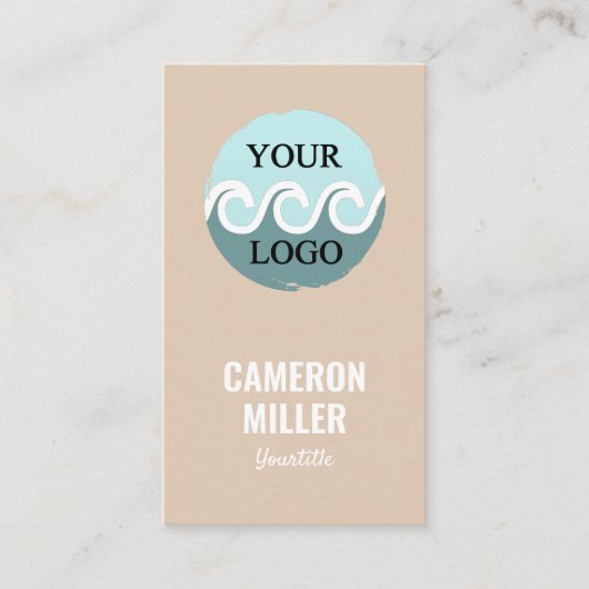 QR code visitekaartje, Zacht beige Logo minimalist Visitekaartje (Voorkant)