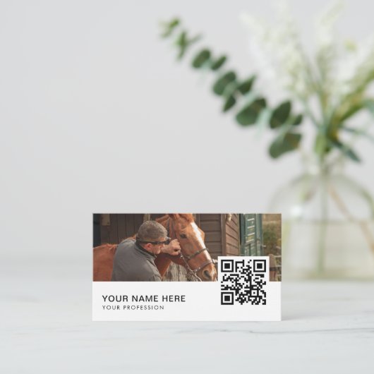 QR-code visitekaartjes bij paarden (Staand voorkant)