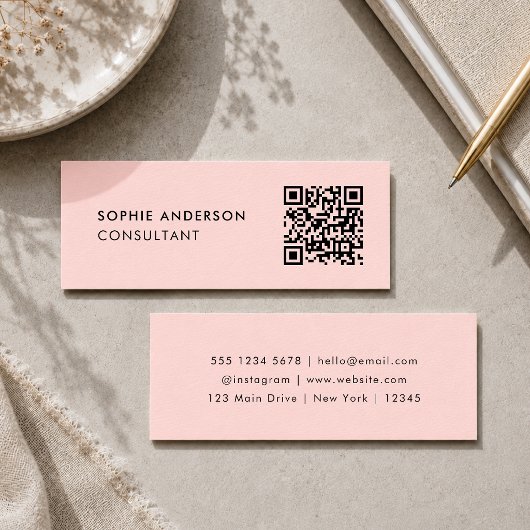 QR-code visitekaartjes | Mini Roze Contactkaart
