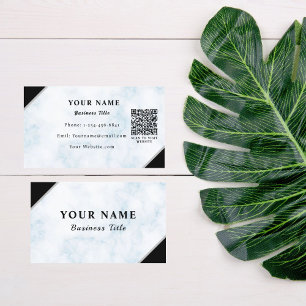 QR-code-visitekaartjes op wit marmeren ontwerp Visitekaartje