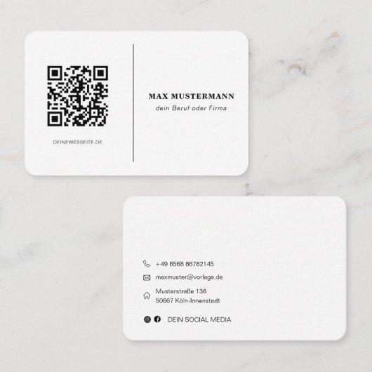QR-code Visitenkarte Online Gestalten Visitekaartje (Voorkant / Achterkant)