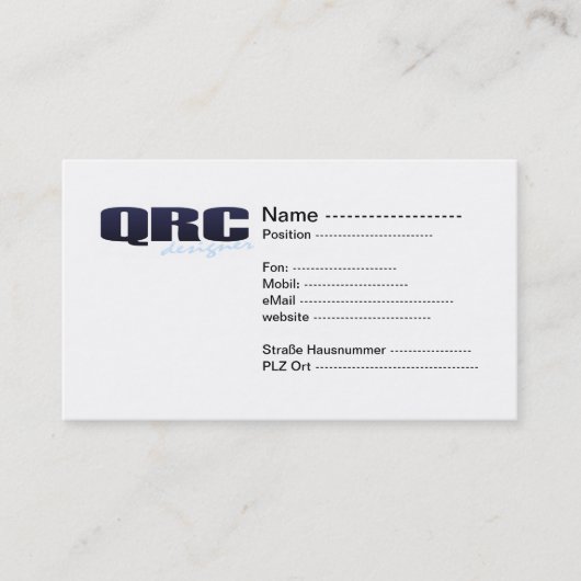 QR Code Visitenkarten Visitekaartje (Voorkant)