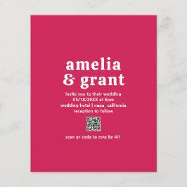 QR Code Viva Magenta Budget Huwelijksuitnodiging Flyer